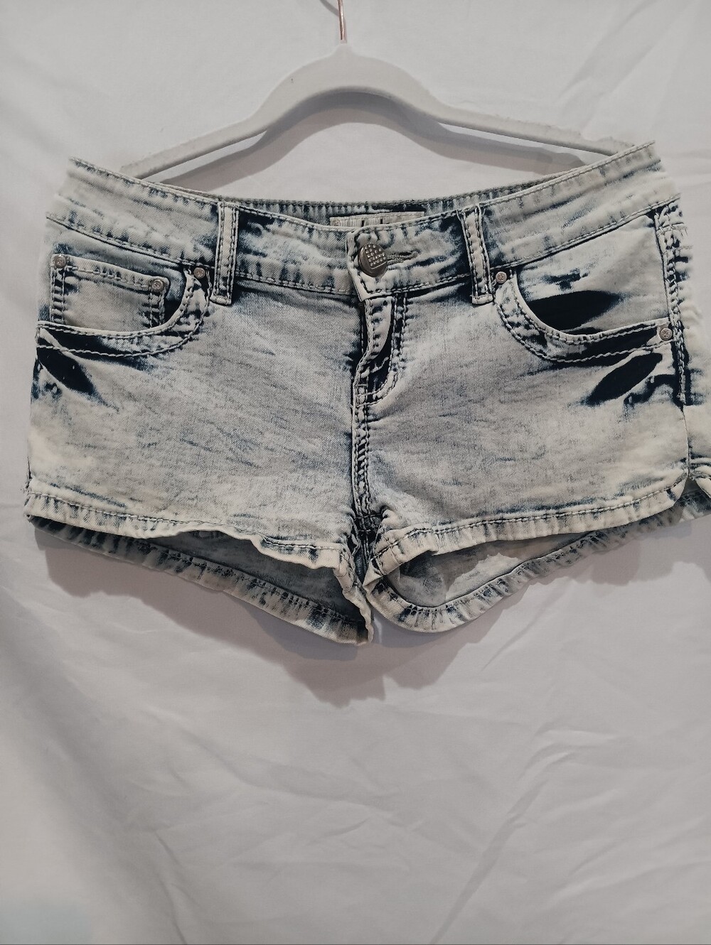 Daytrip Acid Wash Light Blue Denim Cutoff Shorts